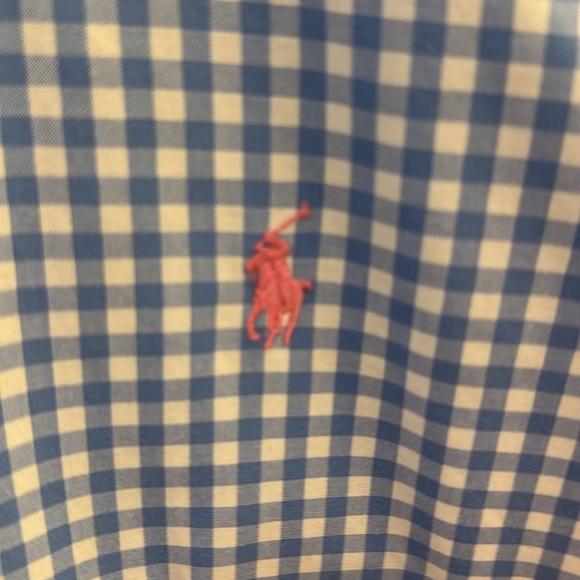 Men’s Ralph Lauren button-down classic fit size large. Blue and white checkered. - Picture 3 of 3